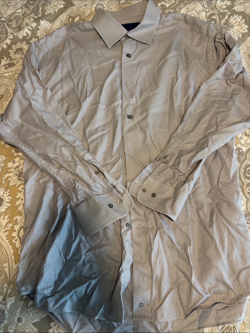 David Donahue Men's Pinstripe Dress Shirt in Light Gray and White